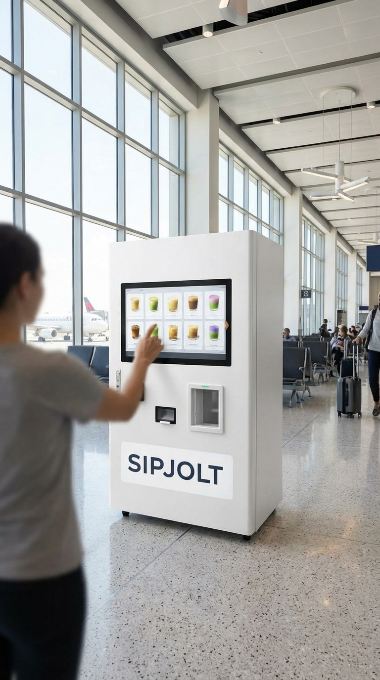 SIPJOLT kiosk in an airport terminal