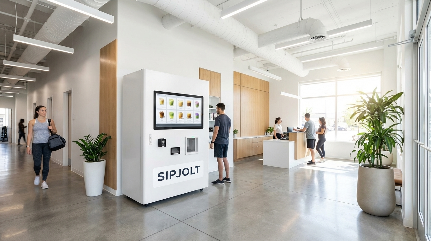 SIPJOLT kiosk in a gym and wellness center
